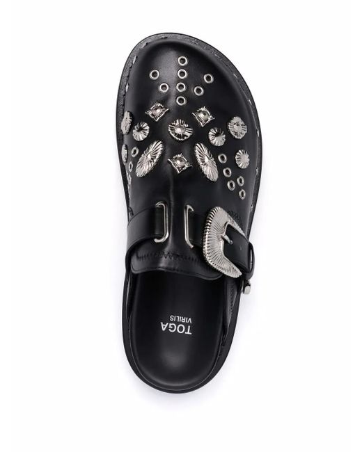 Toga Virilis Black Embellished Clogs for men
