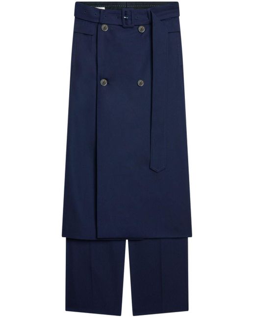 Dries Van Noten Blue Skirt-layered Straight Trousers for men