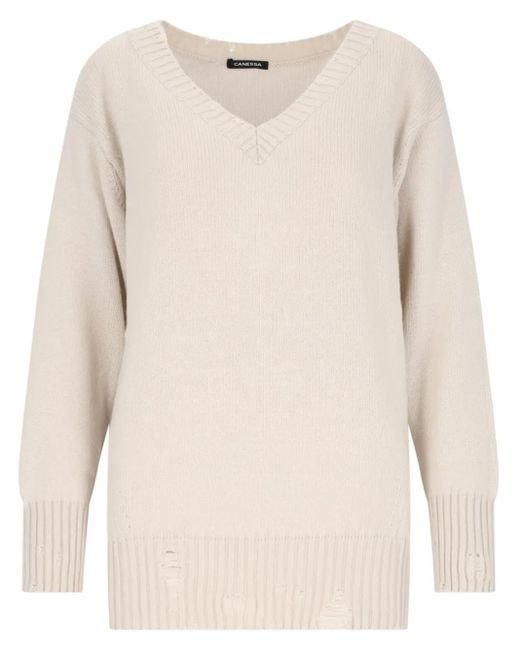 Canessa Natural Destroyed-Detailing Sweater