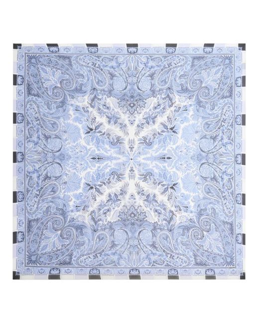 Etro Blue Paisley Print Scarf