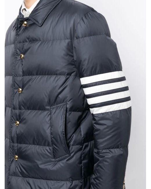Thom Browne Blue 4-Bar Matte Nylon Coat for men