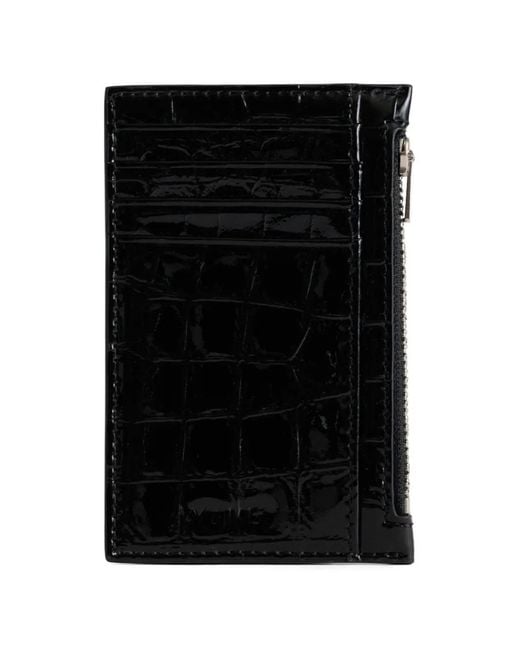 Yu Mei Black Frank Crocodile-Embossed Leather Cardholder
