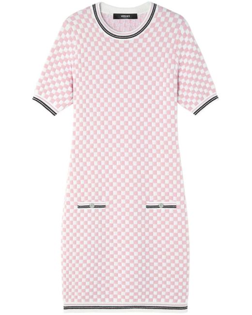 Versace Pink Checked Knitted Minidress
