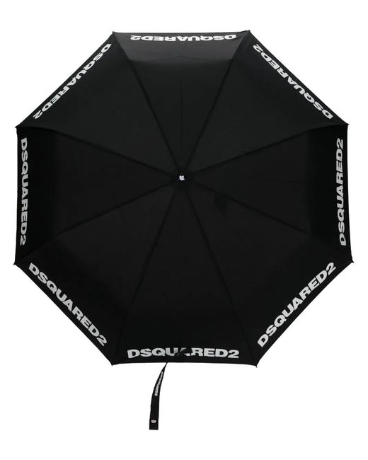 DSquared² Black Logo-Print Compact Umbrella