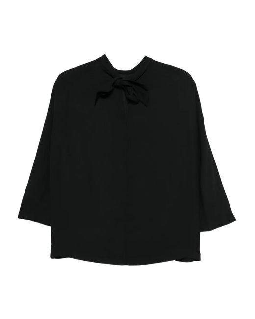 Aspesi Black Tie-Neck Blouse