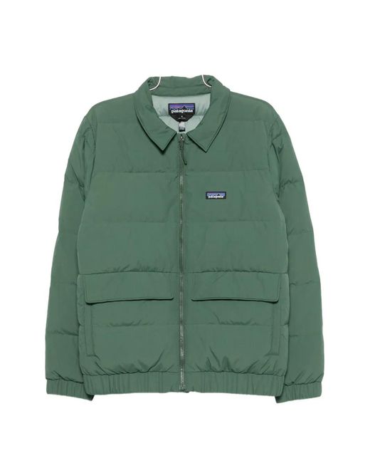 Patagonia Green Quilted Logo-Patch Jacket for men