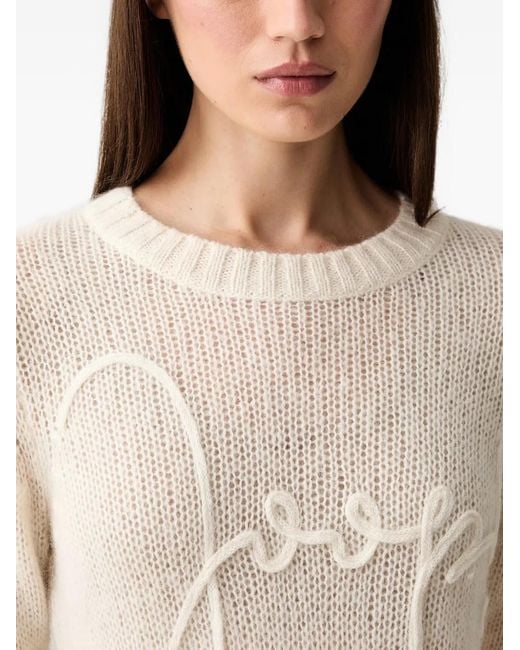Joop! White Logo-Embroidered Crew-Neck Sweater