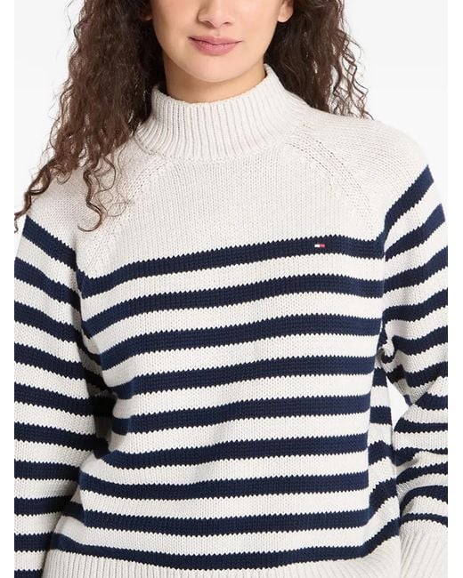 Tommy Hilfiger Blue Stripe-Pattern Raglan-Sleeve Sweater