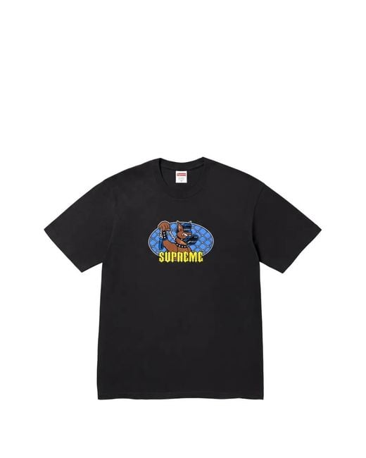 Supreme Black Leash Graphic-Print T-Shirt for men