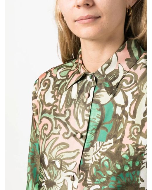 LaDoubleJ Green Boy Floral-Print Silk Shirt