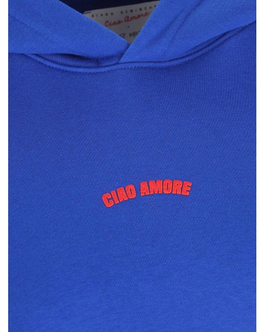Giada Benincasa Blue Ciao Amore Embroidered Hoodie