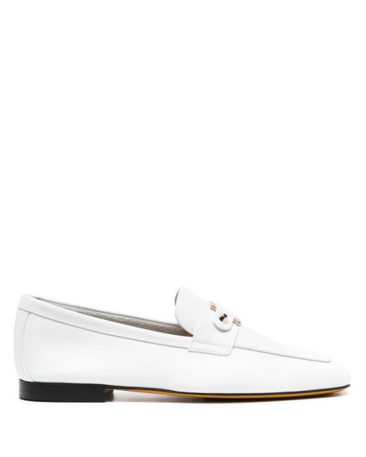 Doucal's White Buckle-detailed Leather Loafers