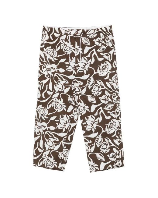 Hed Mayner White Floral-Print Drawstring Trousers