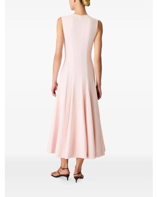 Another Tomorrow Pink Midi Panelled Flared Dress