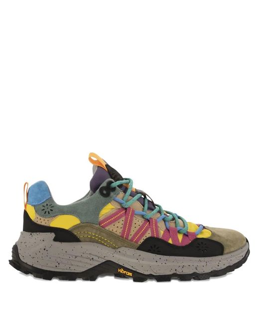 Flower Mountain Green Suede Technical Fabric Iwano Sneakers