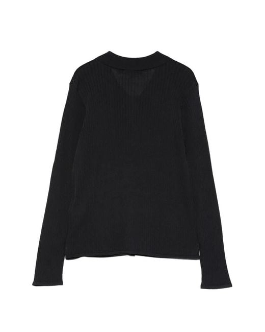 Seventy Black Ribbed Buttoned Cardigan