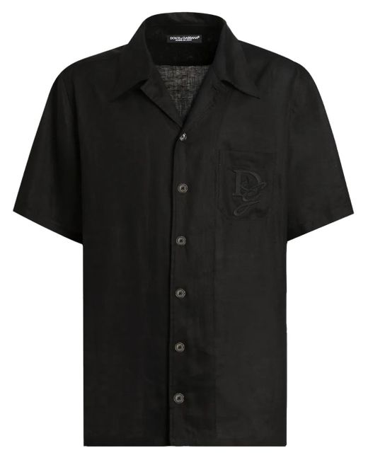 Dolce & Gabbana Black Embroidered-Logo Shirt for men