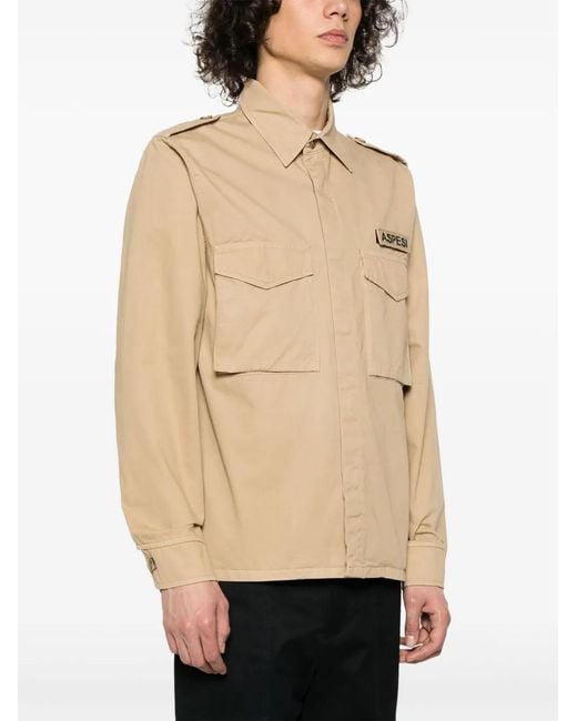 Aspesi Natural Logo-Patch Shirt for men