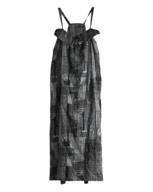 Abstract-print sleeveless midi dress Y's Yohji Yamamoto de color Black