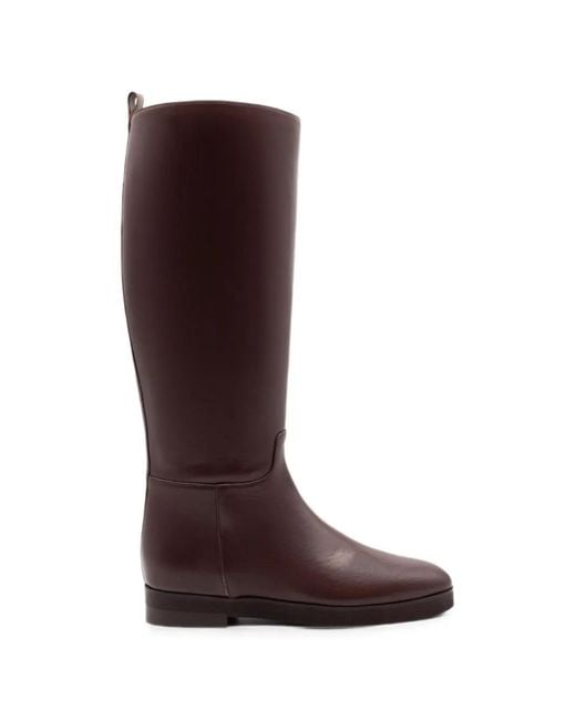 Gia Borghini Red Knee-High Minimalist Boots