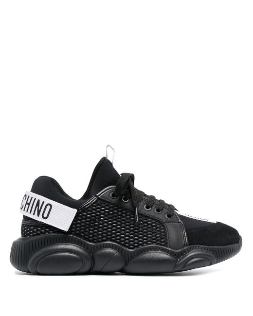 Moschino Leather Teddy Logo-tape Sneakers in Black for Men - Save 21% - Lyst