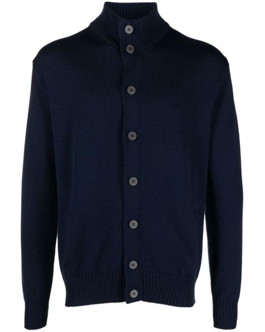 Ballantyne Blue High-neck Wool Cardigan for men