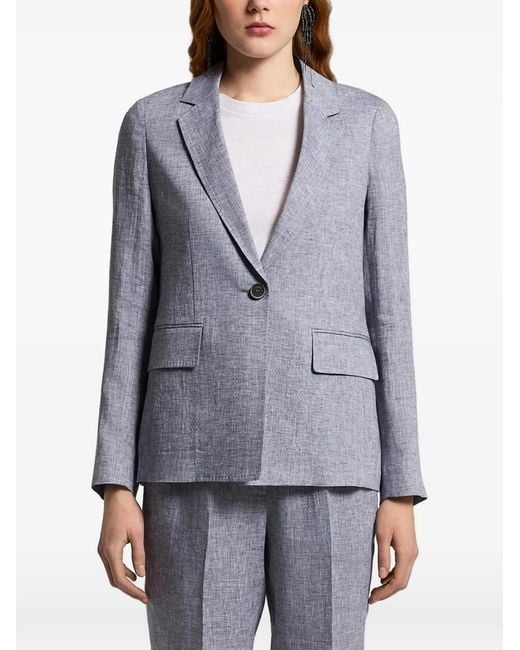 Peserico Gray Notched-Lapel Pocket Blazer