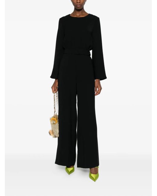 P.A.R.O.S.H. Black Belted Wide-Leg Jumpsuit