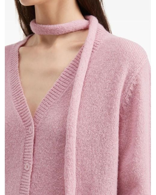 B+ AB Pink Tie-Neck V-Neck Cardigan