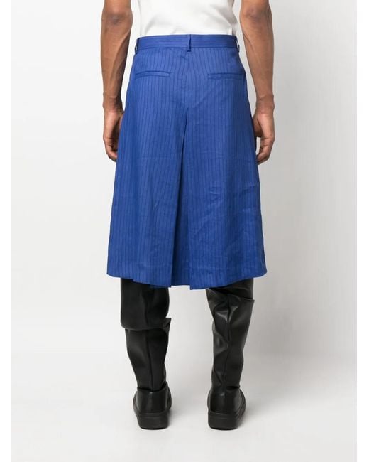 Moschino Blue Stripe-Pattern Knee-Length Shorts for men