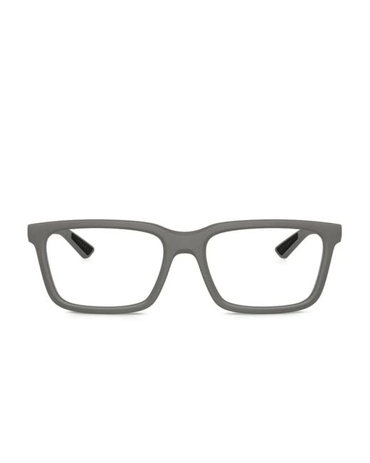 Prada Linea Rossa Gray Square-Frame Logo Glasses for men