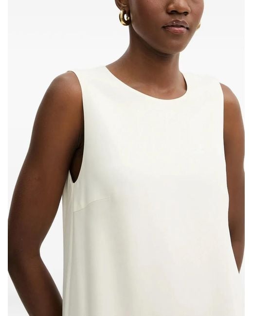 Boss White Fringed-Detail Sleeveless Dress