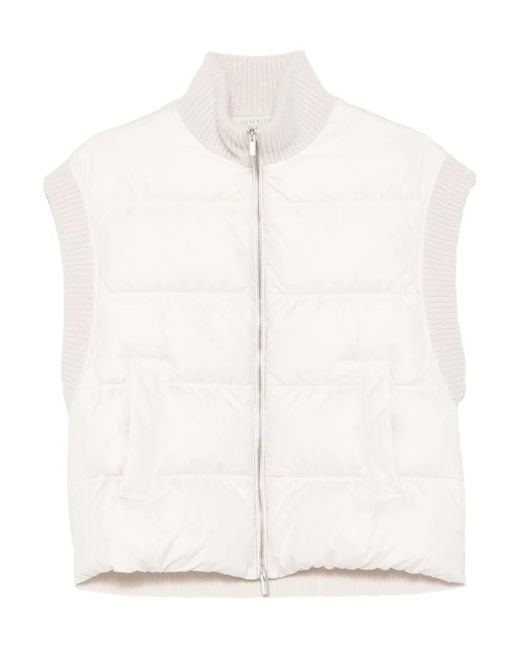 Peserico White Padded Vest With Knitted Details