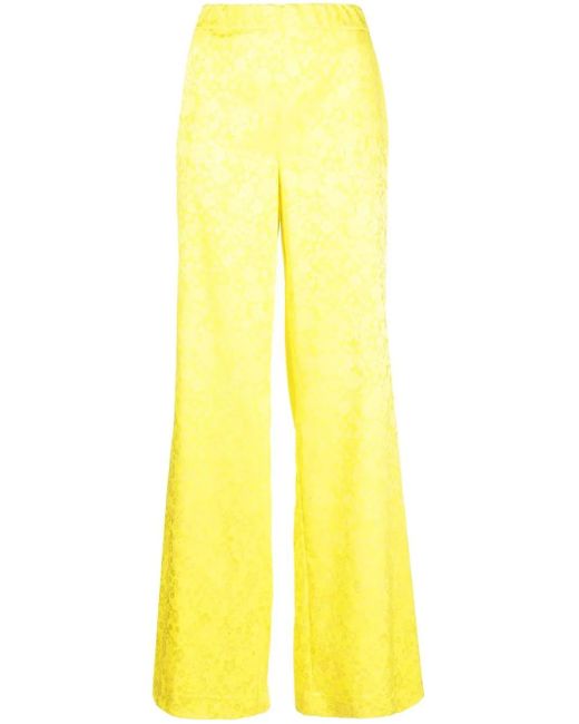 P.A.R.O.S.H. Yellow Floral-Jacquard Wide-Leg Trousers