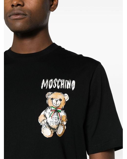Moschino Black T-Shirt With Teddy Bear Print for men