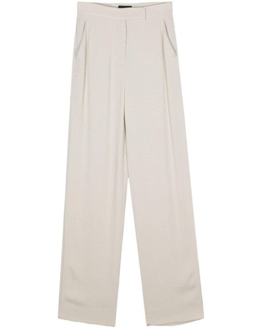 Pantalones rectos en jacquard Emporio Armani de color White