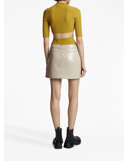 Proenza Schouler Natural Panelled Cracked Faux-leather Miniskirt