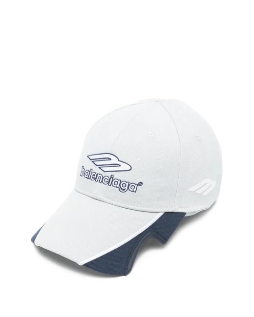 Balenciaga White Embroidered Baseball Cap for men