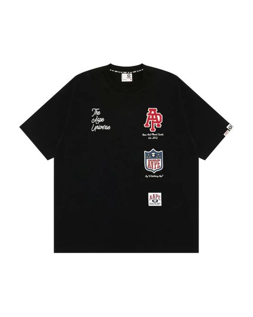 Aape By A Bathing Ape Black Aape Universe Graphic T-Shirt for men