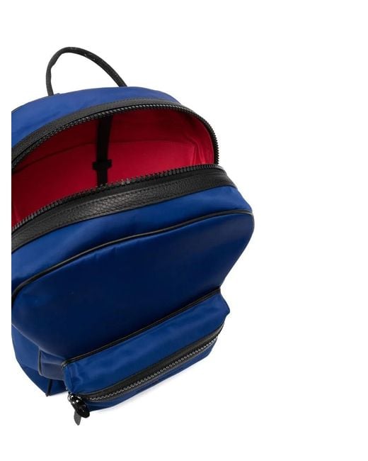 Kiton Blue Logo-Print Zip-Up Backpack for men