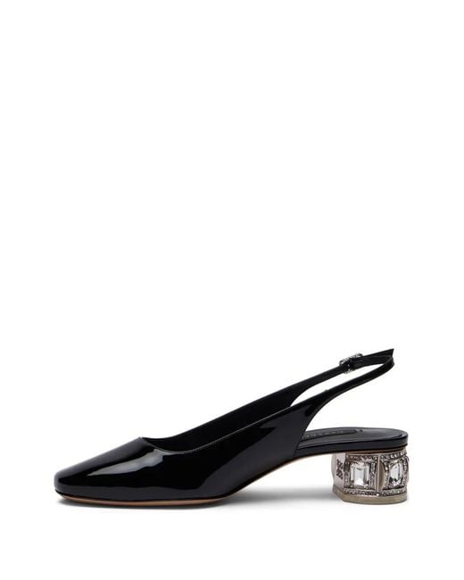Casadei Black Jewel-Embellished Slingback Pumps