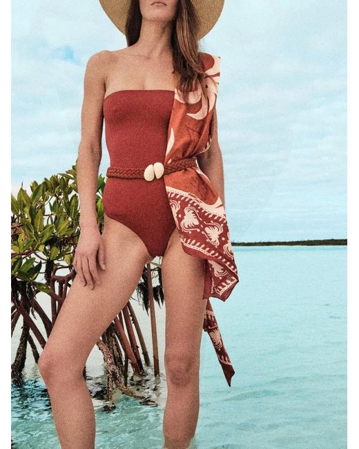 Johanna Ortiz The Classic Badpak Met Gevlochten Riem in het Brown