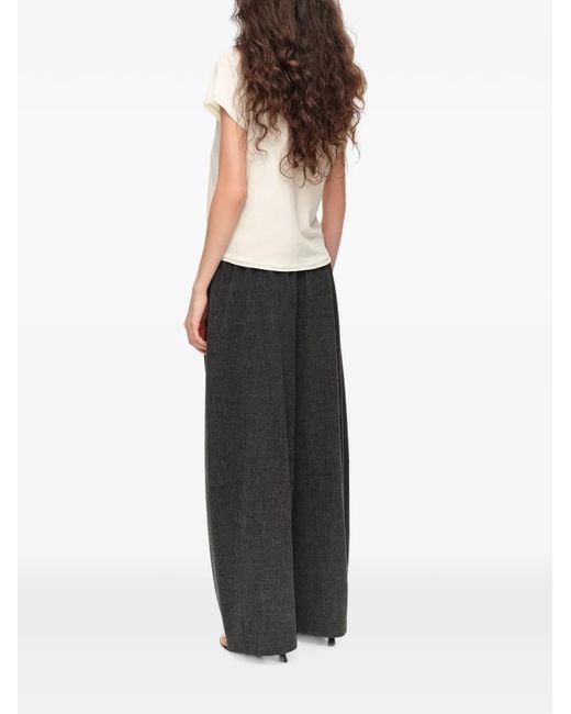 Bimba Y Lola Black Dark Melange Fluid Corduroy Barrel Leg Trousers
