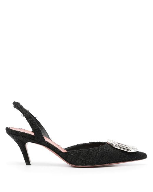 AMINA MUADDI Black Camelia 105mm Crystal-buckle Pumps