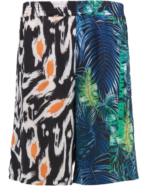 Indacum Blue Botanical-Print Shorts for men