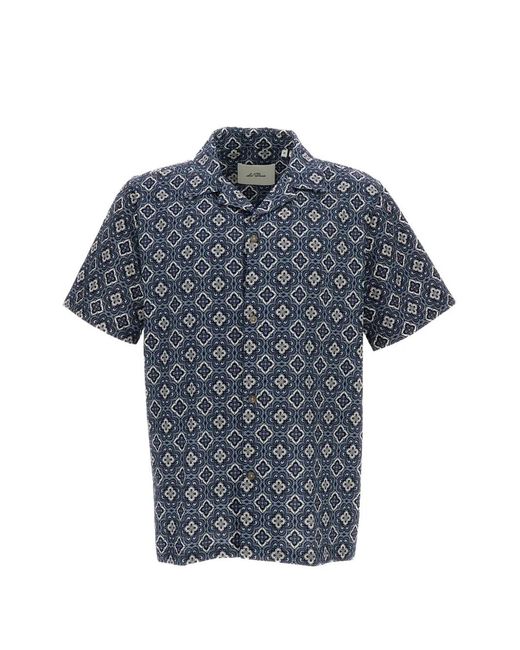 Les Deux Blue Lukas Arabesque Short-Sleeve Shirt for men