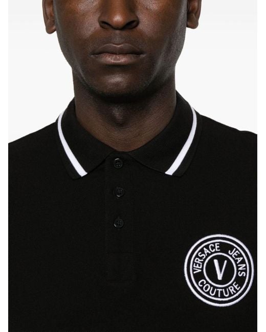 Polo V-Emblem Versace de hombre de color Black