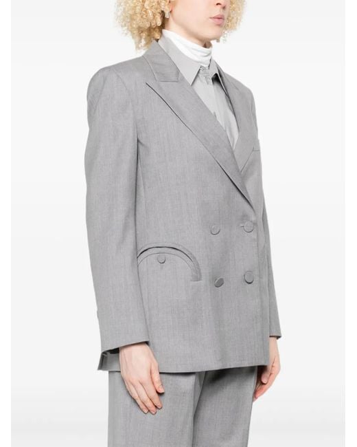 Blazé Milano Gray Double-Breasted Curved-Pocket Blazer