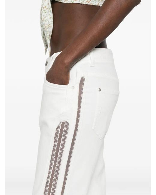 Ermanno Scervino White Lace-Trim Jeans