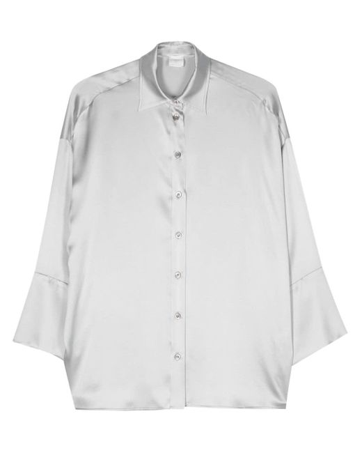 Eleventy White Satin Silk Shirt